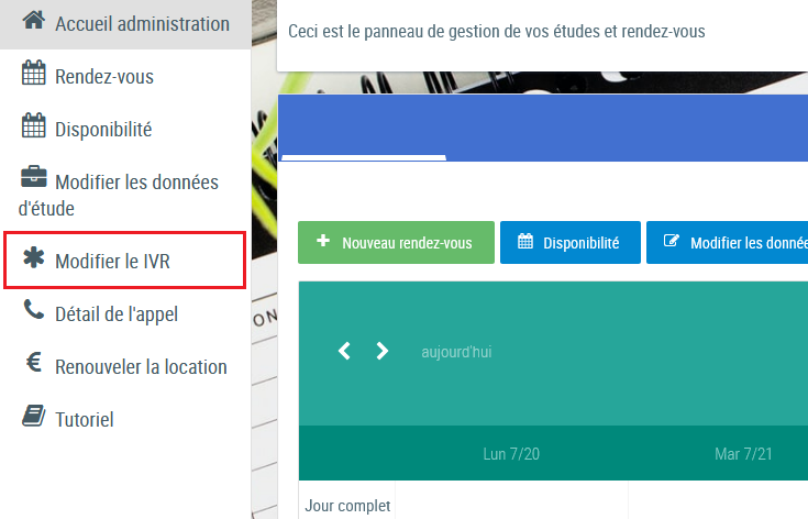 standard telephonique pour les medecins modifier le IVR menu